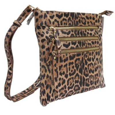LE093-BROWN LEOPARD VEGAN LEATHER CROSSBODY BAG